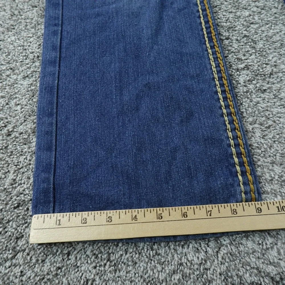 True Religion Jeans Mens 38X34 Dark Blue Denim Pants Geno Super‎ T Thick Stitch